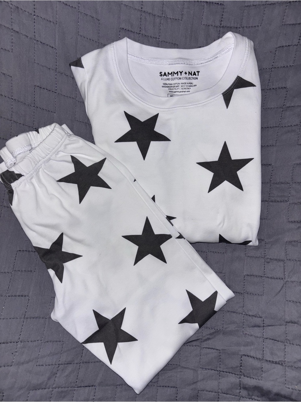 Sammy + Nat White and Black Star Kids Pajama Set